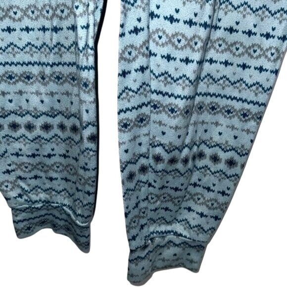 Cozy Blue Patterned Womens Lounge Pants With Elastic Waistband - Basic Editions - Picture 4 of 7